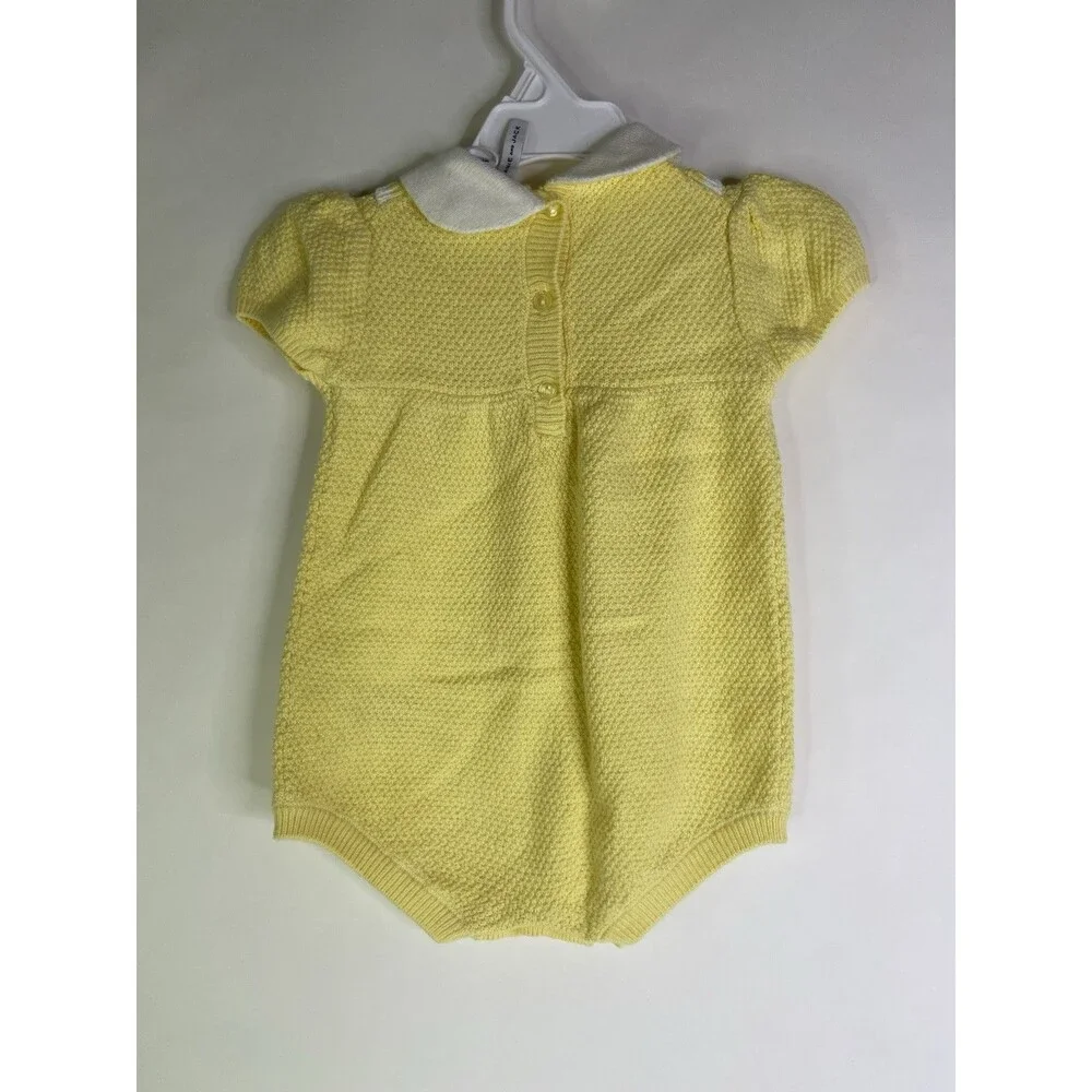 Janie and Jack Baby One Piece Knit Bodysuit Yellow Sweater Romper 6-12 Months